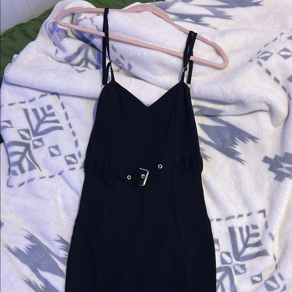 Black Strappy Dress with Belt